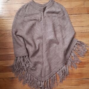 American South Side Alpaca Wool Fringe Poncho